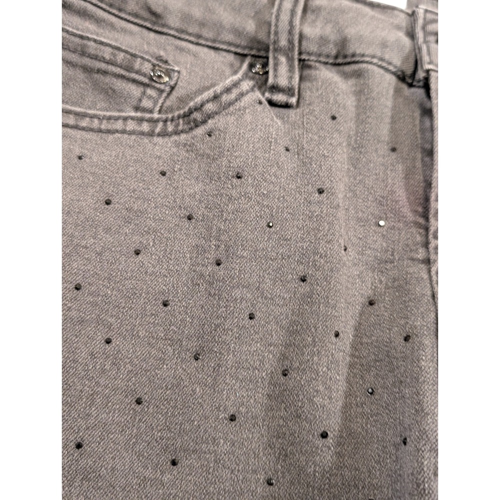 Seven7 Women Slim Straight Washed Black Rhinestone Embellished Denim Jeans Sz 6 - Picture 6 of 9